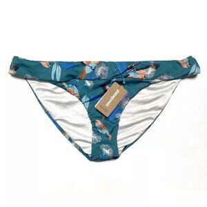 Patagonia Non-Slip Nanogrip Bikini Bottom Tasmanian Teal Parrots Sizes XXS NEW